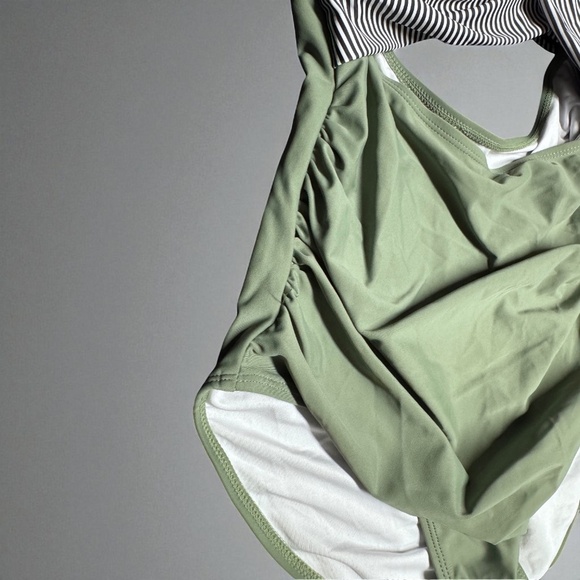 π Stripes & Olive Delight: Chic Eomenie Swimsuit - Medium πΏ NWT - Picture 9 of 10